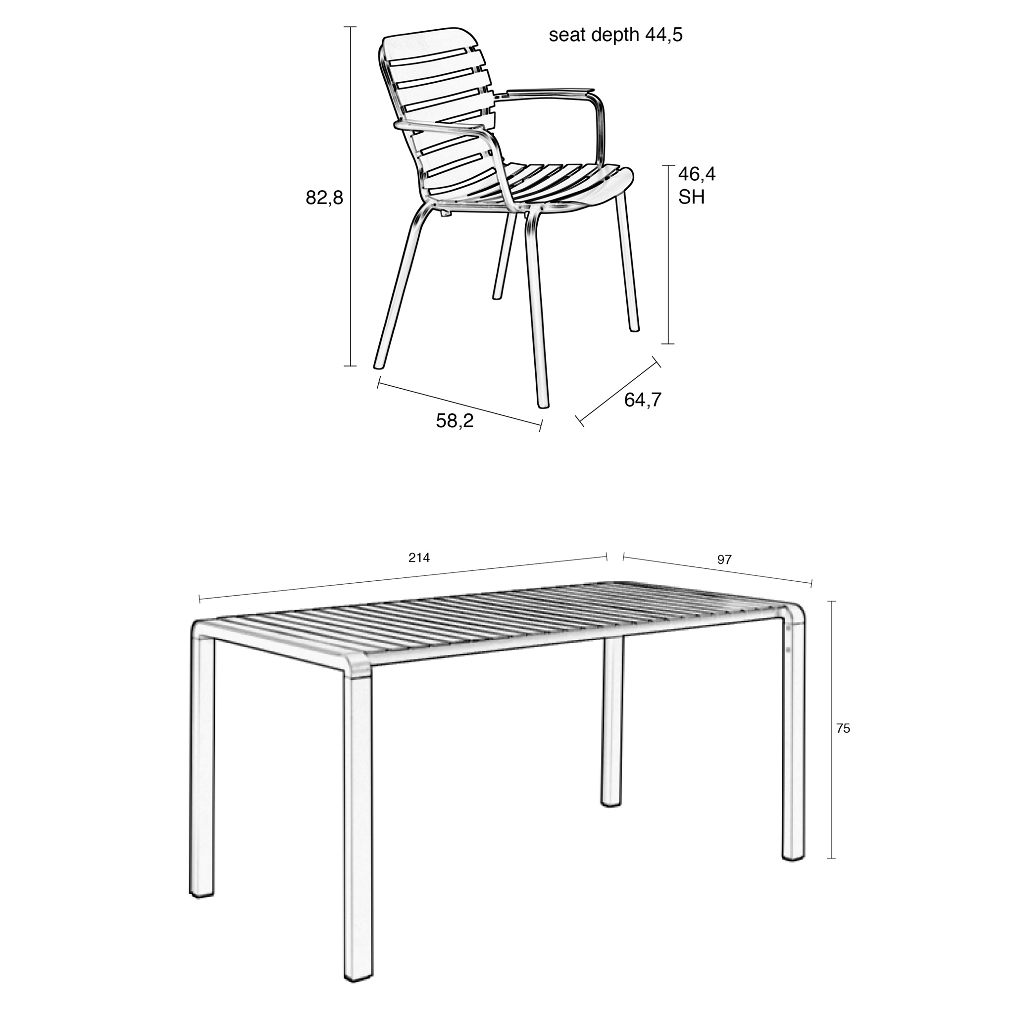 Vondel 214 Garden Table Set with Armchair