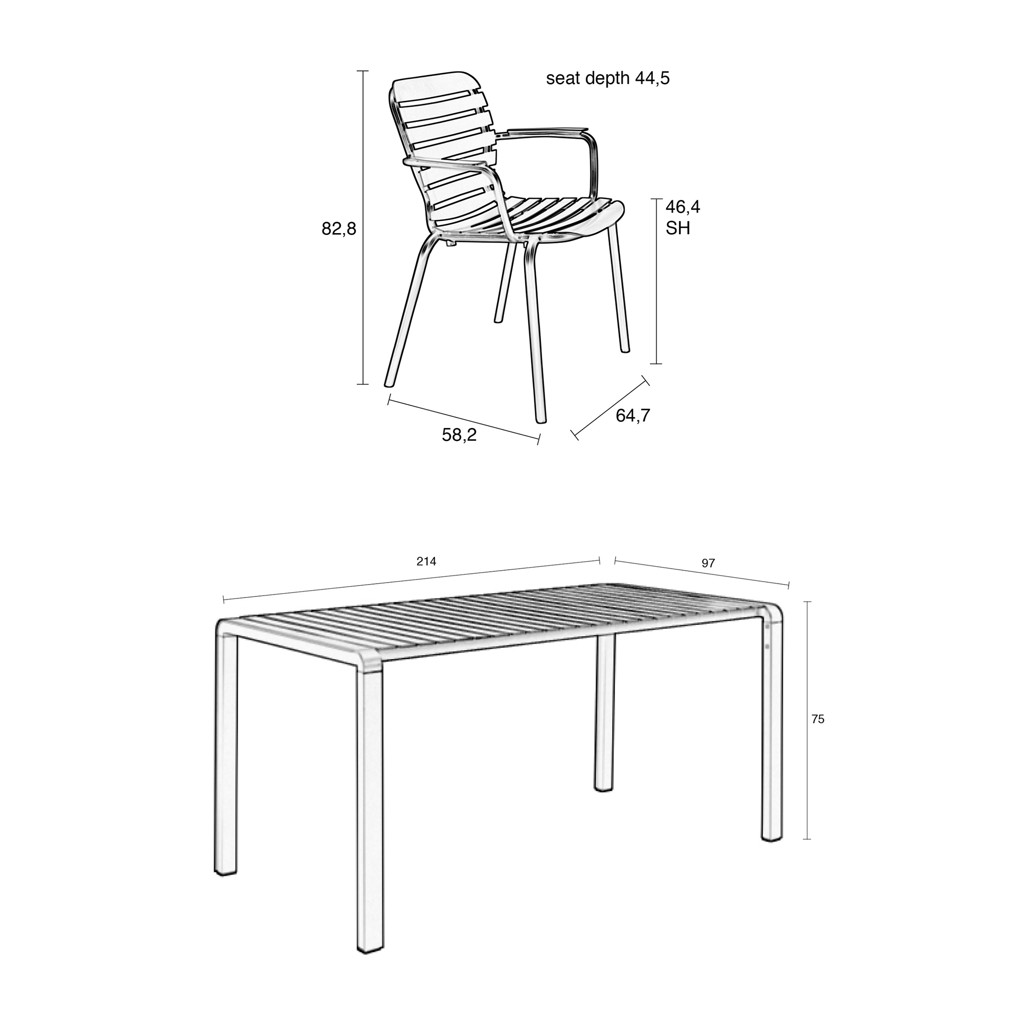 Vondel 214 Garden Table Set with Armchair