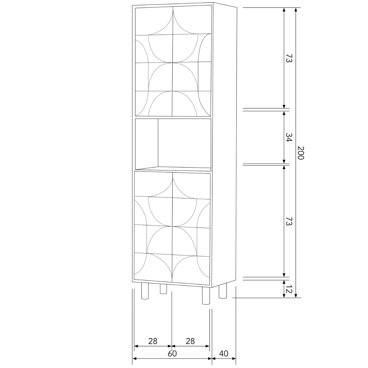 Draw 4 Door Storage Cabinet