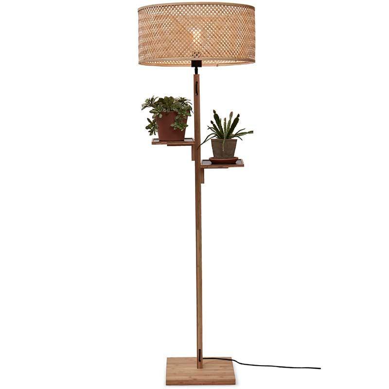 Java Floor Lamp with Shelves