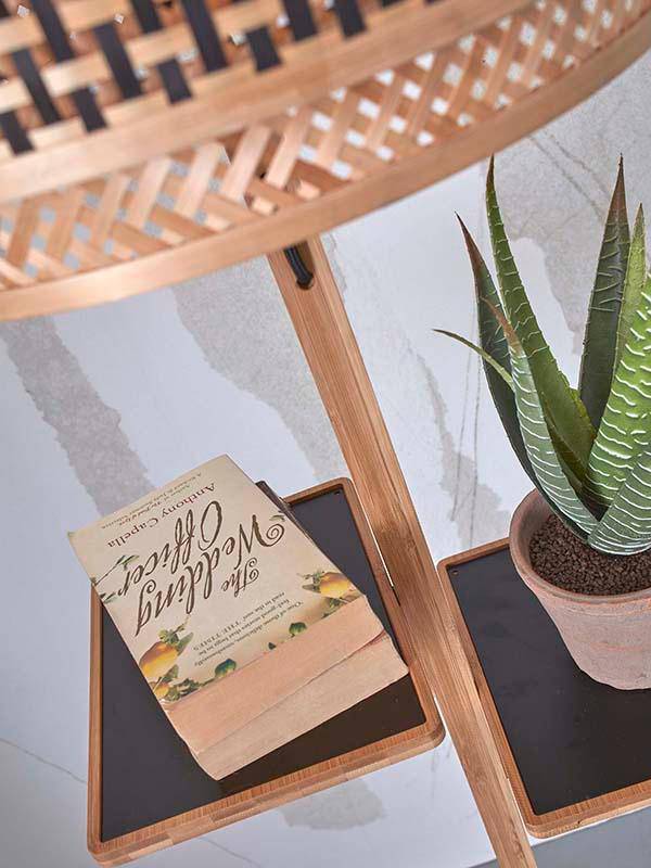 Java Floor Lamp with Shelves