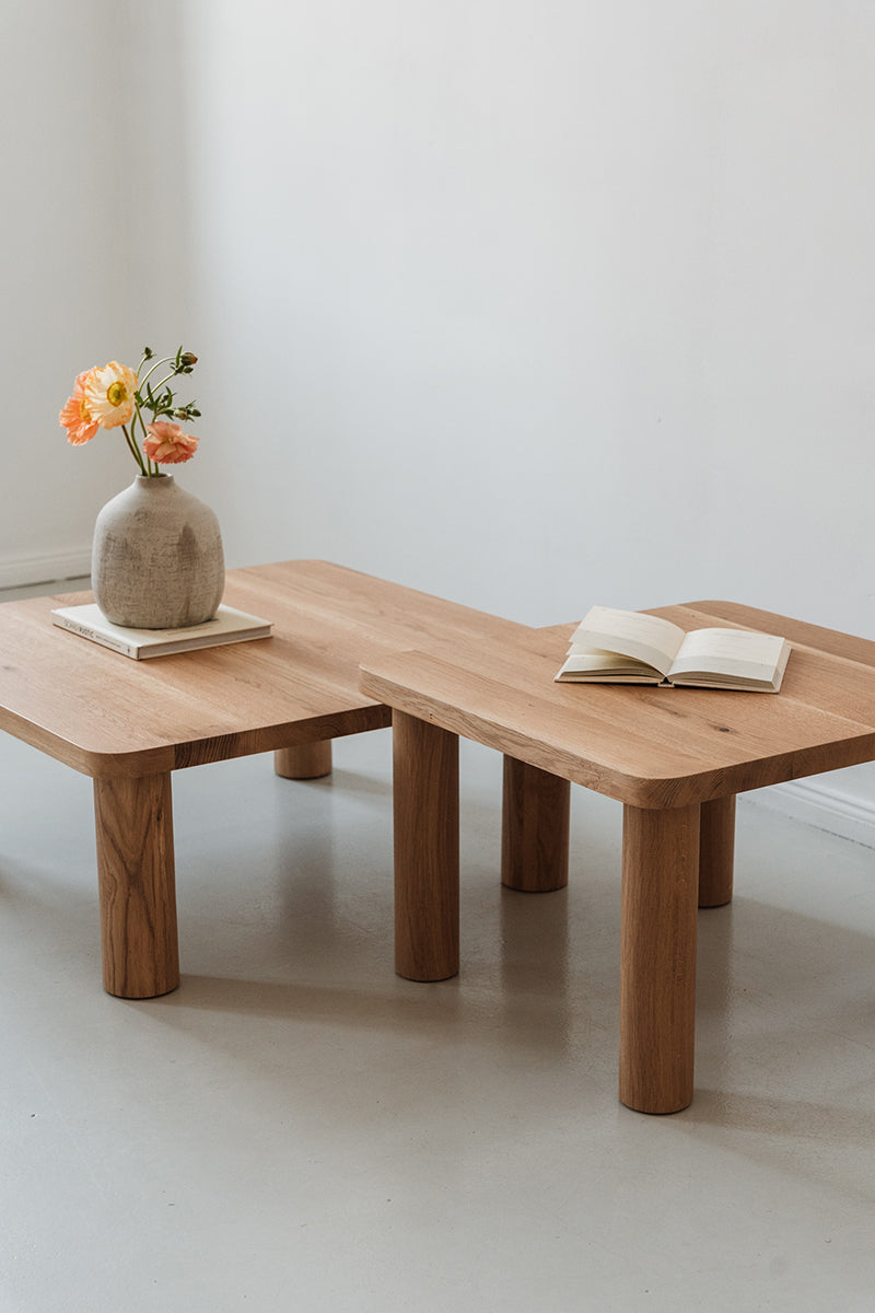 Rollo Oak Wood Coffee Table Set