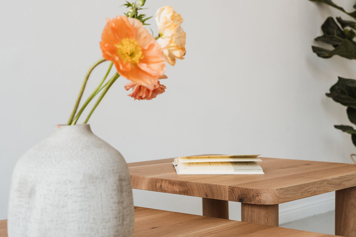 Rollo Oak Wood Coffee Table Set