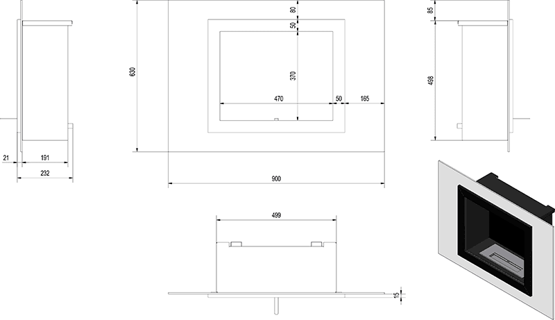 Oscar Black Bio Fireplace