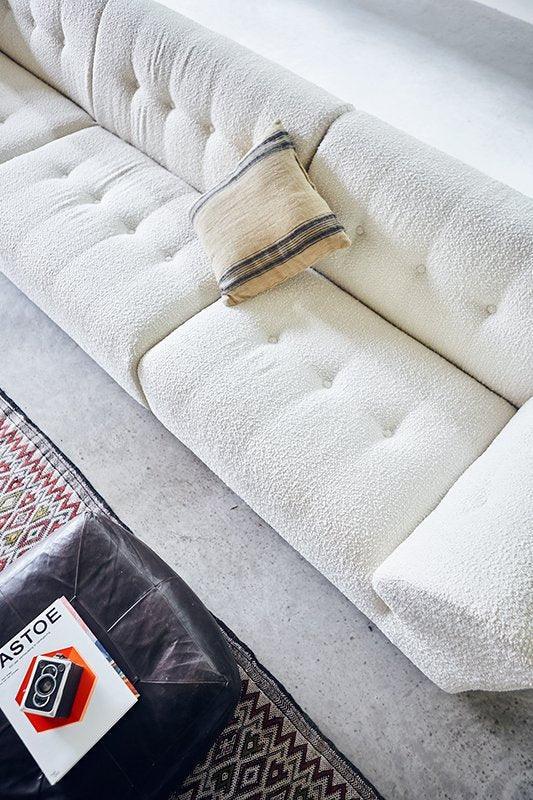 Vint Boucle Cream Couch - Element Small Hocker - WOO .Design