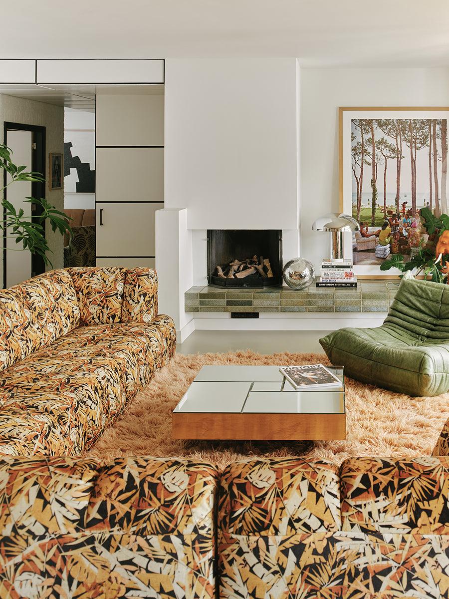 Wave Printed Hollywood Couch - Element Right Low Arm - WOO .Design