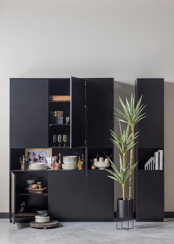 Finca Deep Black Pine Wood Storage Cabinet 110 cm