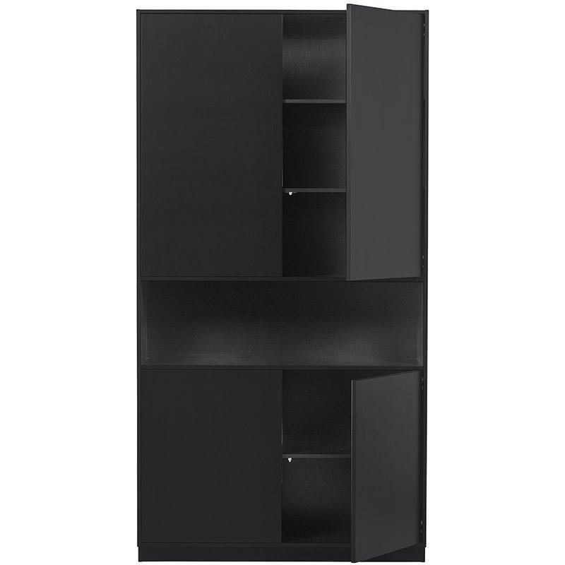 Finca Deep Black Pine Wood Storage Cabinet 110 cm