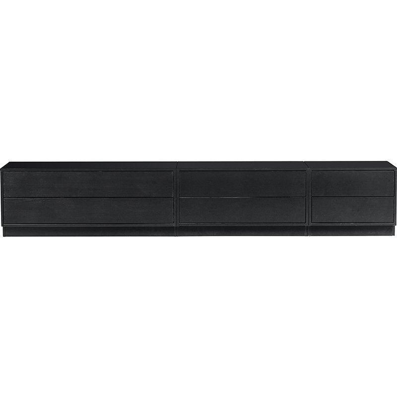 Finca Deep Black Pine Wood TV Cabinet 50 cm