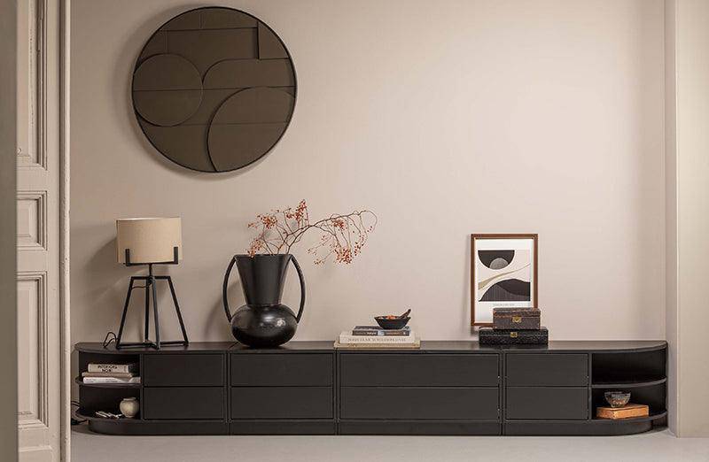 Finca Deep Black Pine Wood TV Cabinet 50 cm