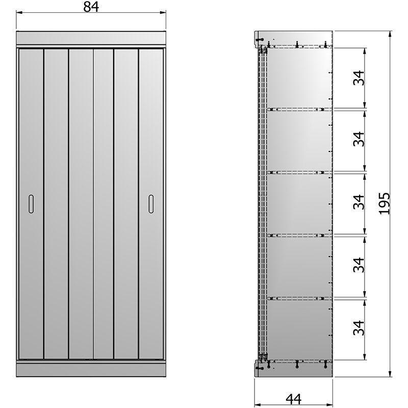 Row Sliding Doors Shelves Cabinet