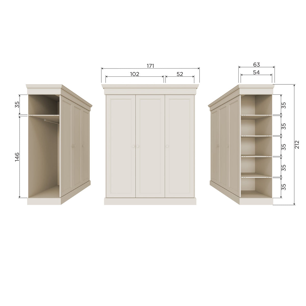 Olivia Dust Pine Wood Wardrobe
