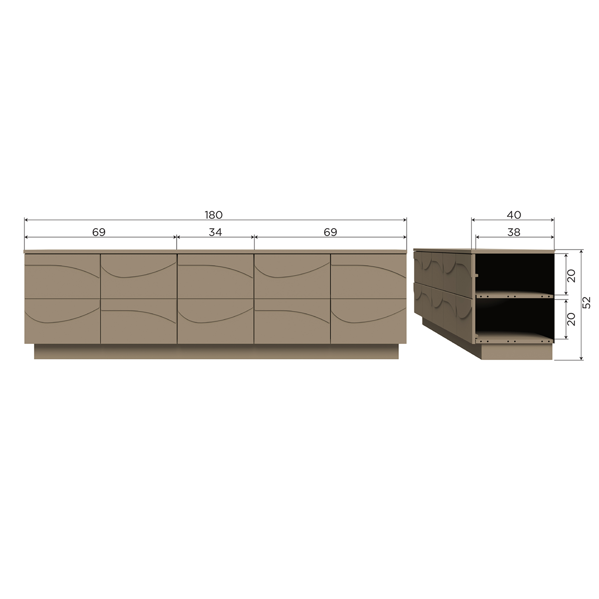 Teo Mud Pine Wood TV Unit - WOO .Design