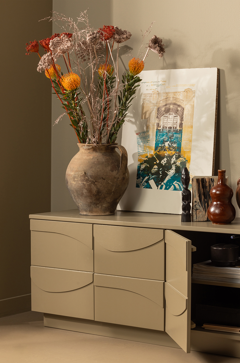 Teo Mud Pine Wood TV Unit - WOO .Design