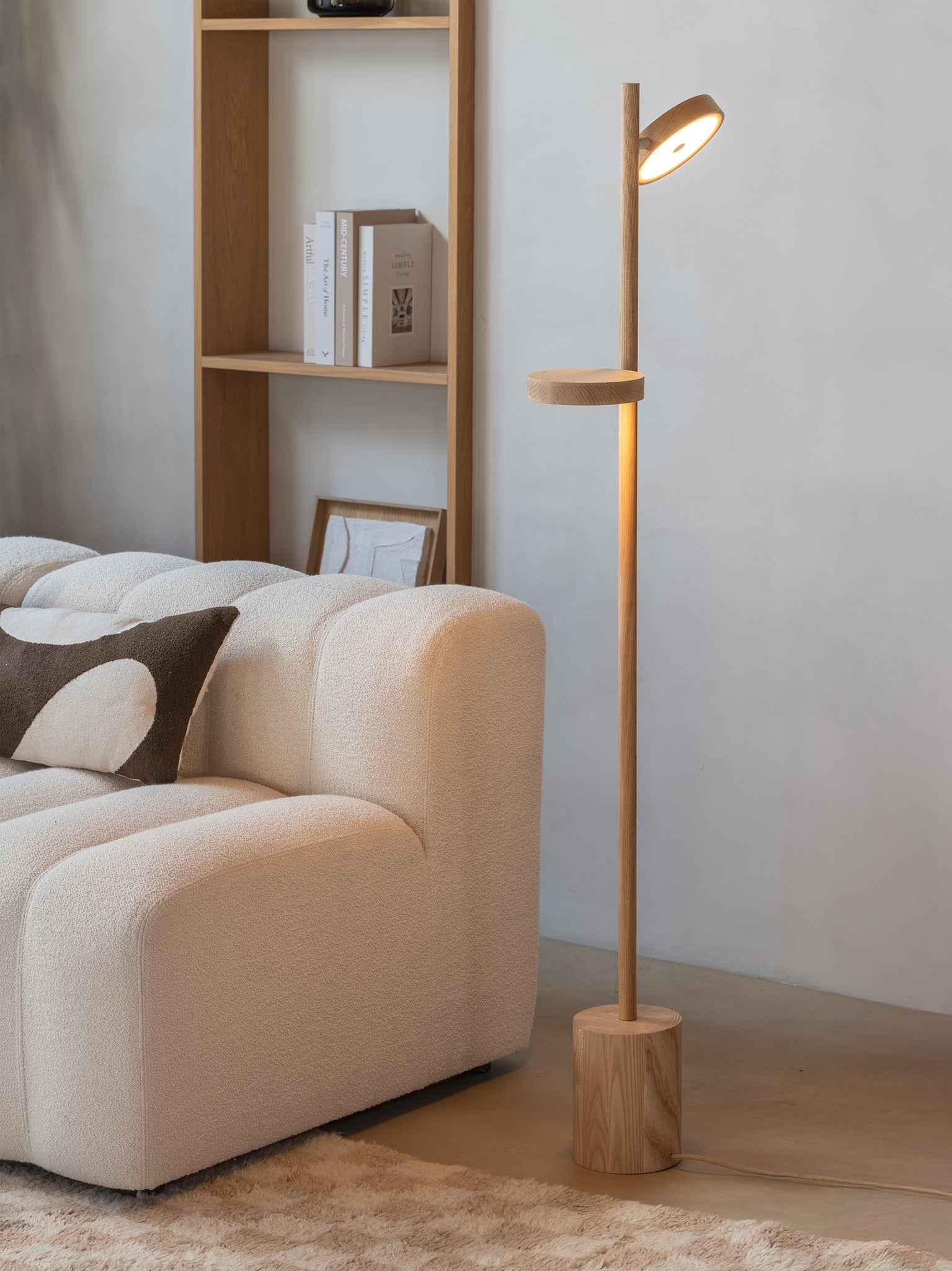 Okinawa Ash Wood 2 Shade Floor Lamp