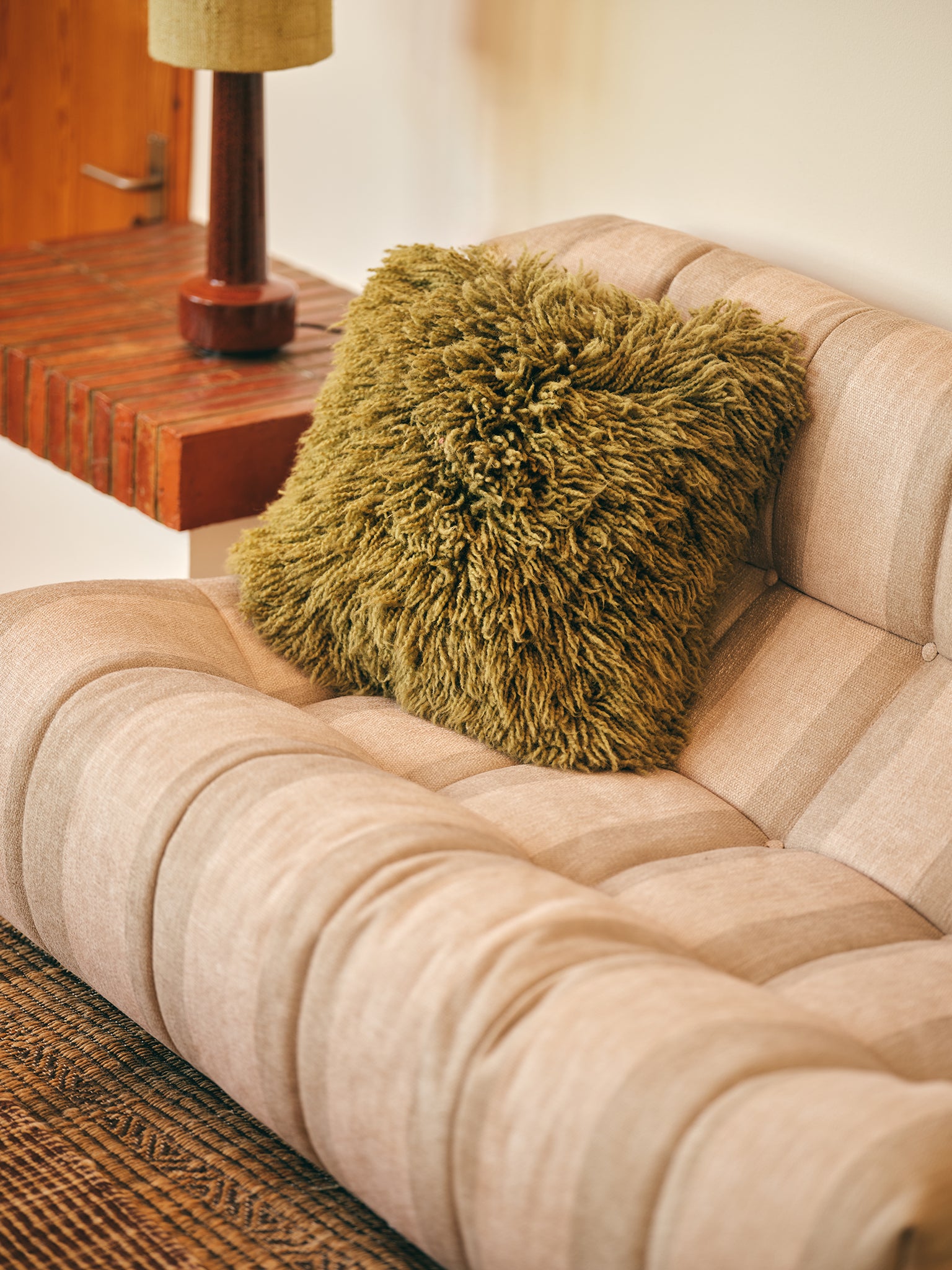 Fluffy Olive Cushion