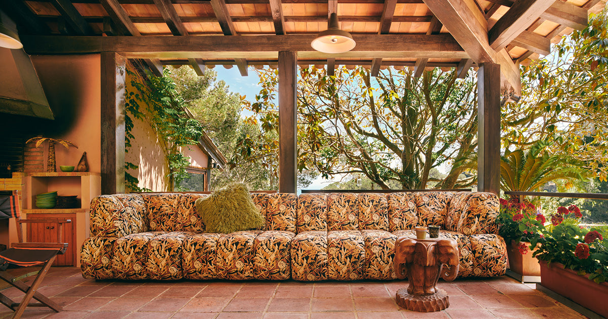 Wave Printed Hollywood Couch - Element Right High Arm
