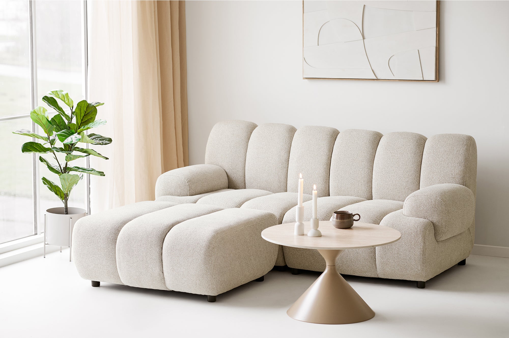 Taza Sand 2.5 Seater Modular Sofa with Pouf