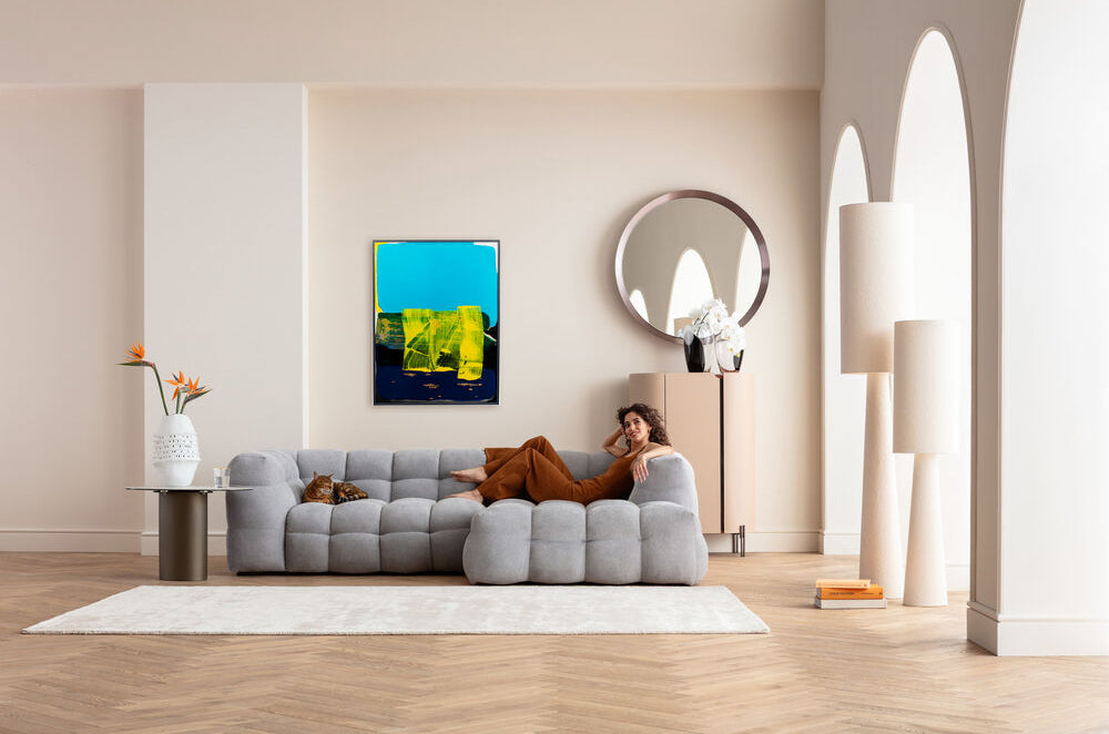 Abstract Blue High Gloss Framed Picture