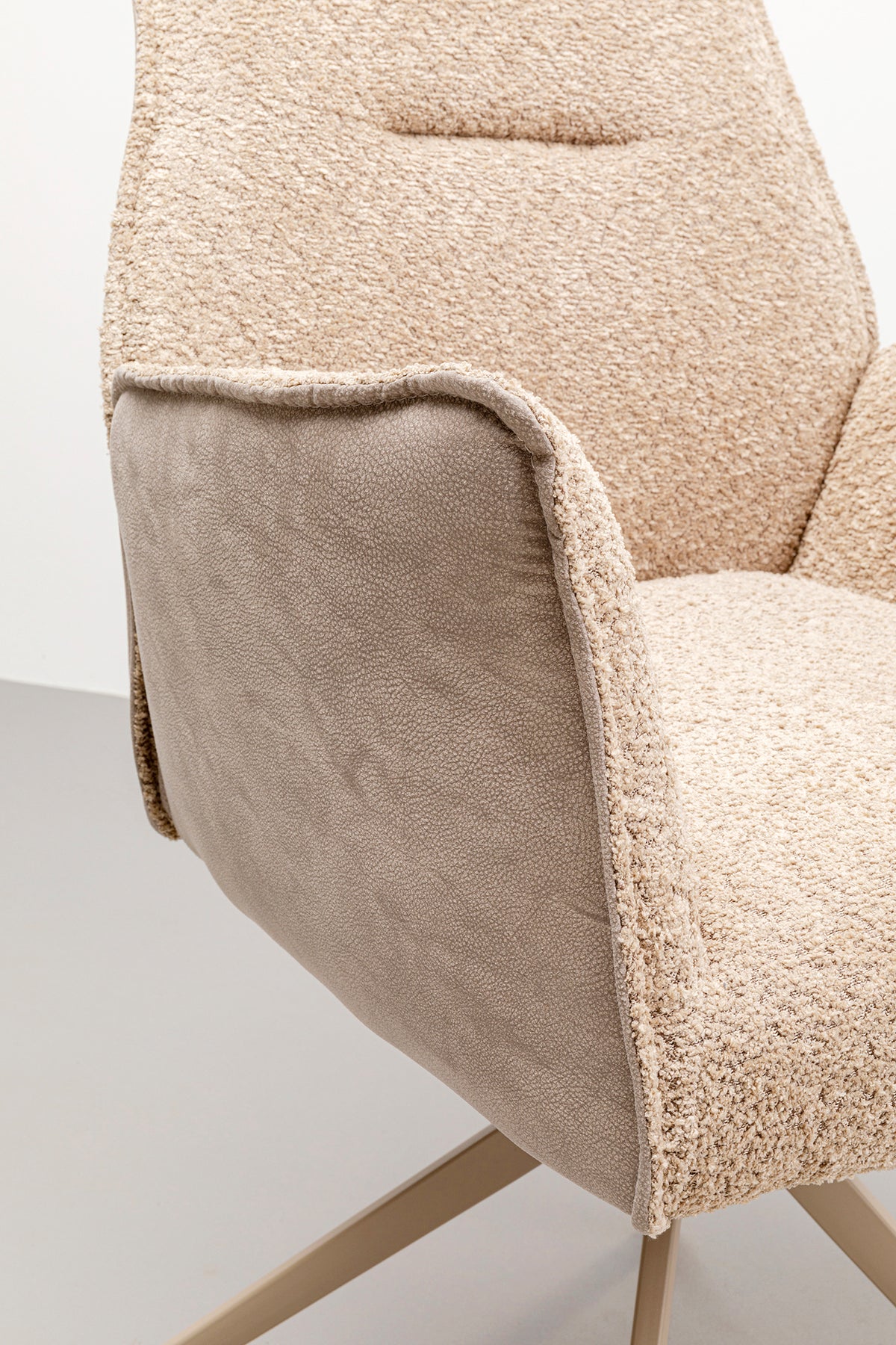 Liverpool Greige Swivel Chair with Armrest
