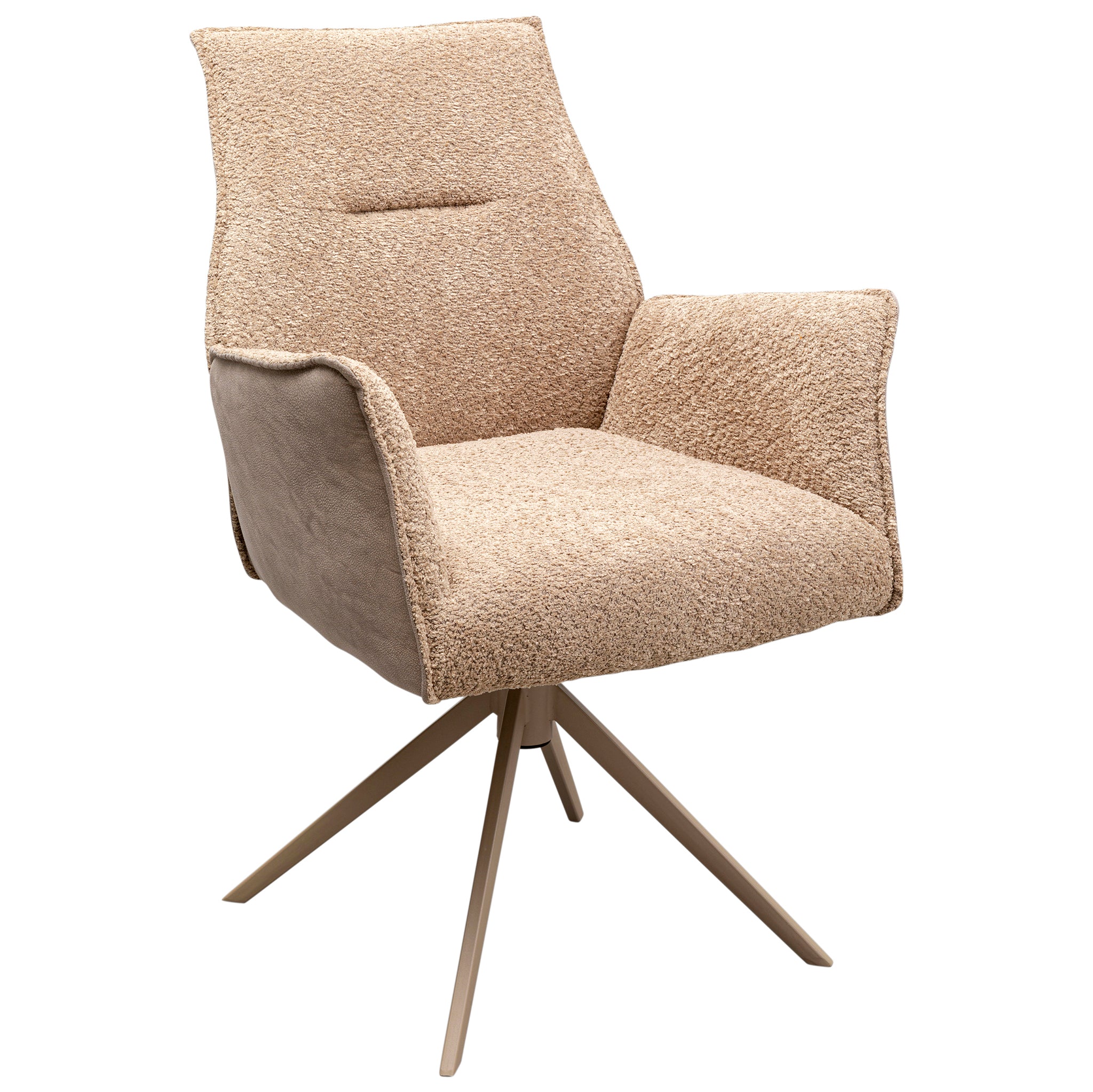 Liverpool Greige Swivel Chair with Armrest