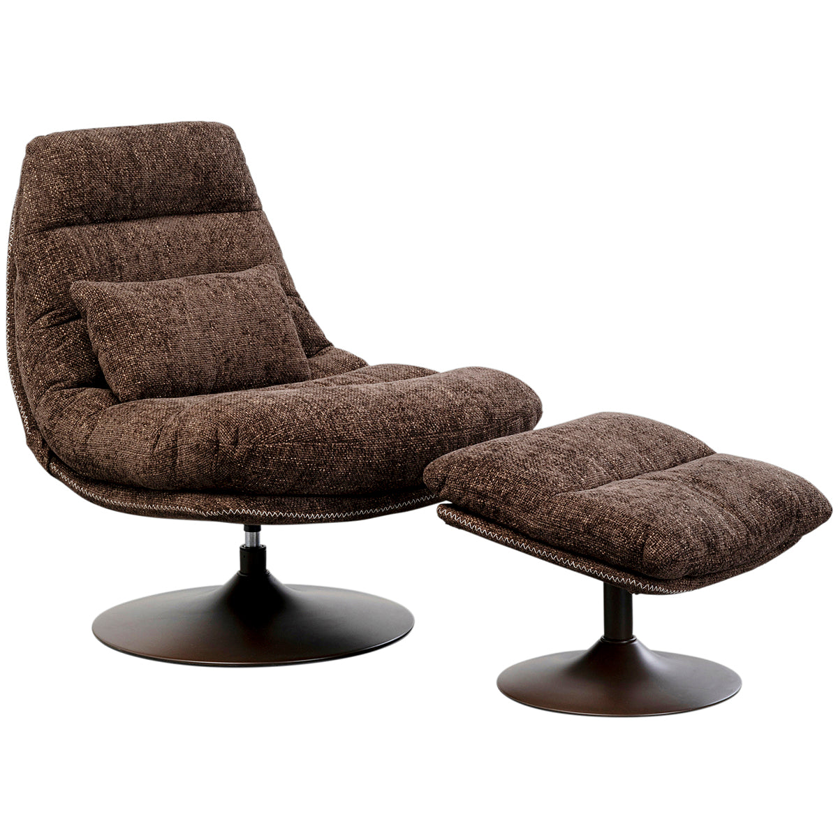 Montreal Brown Armchair with Stool real Brown Armchair with Stool