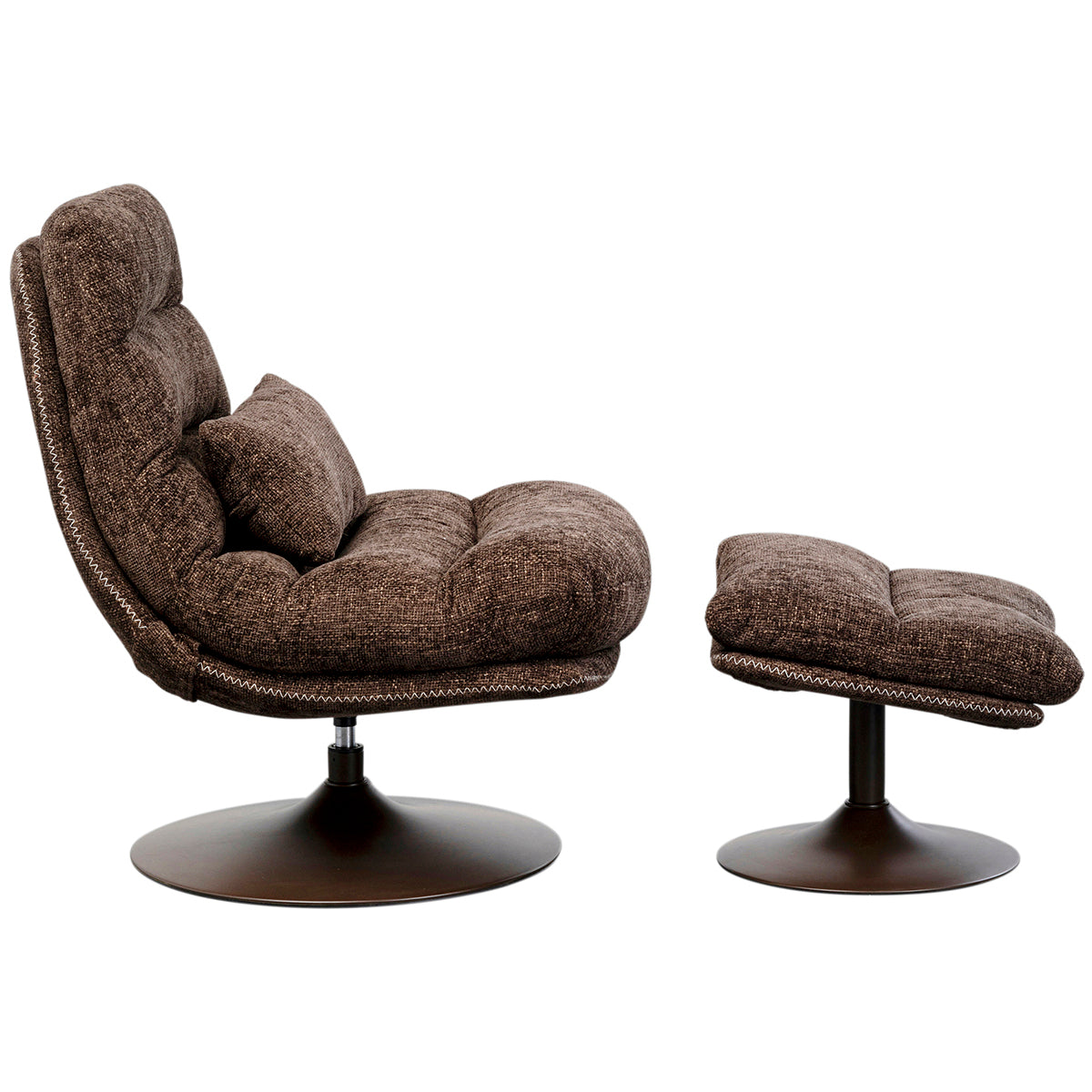 Montreal Brown Armchair with Stool real Brown Armchair with Stool