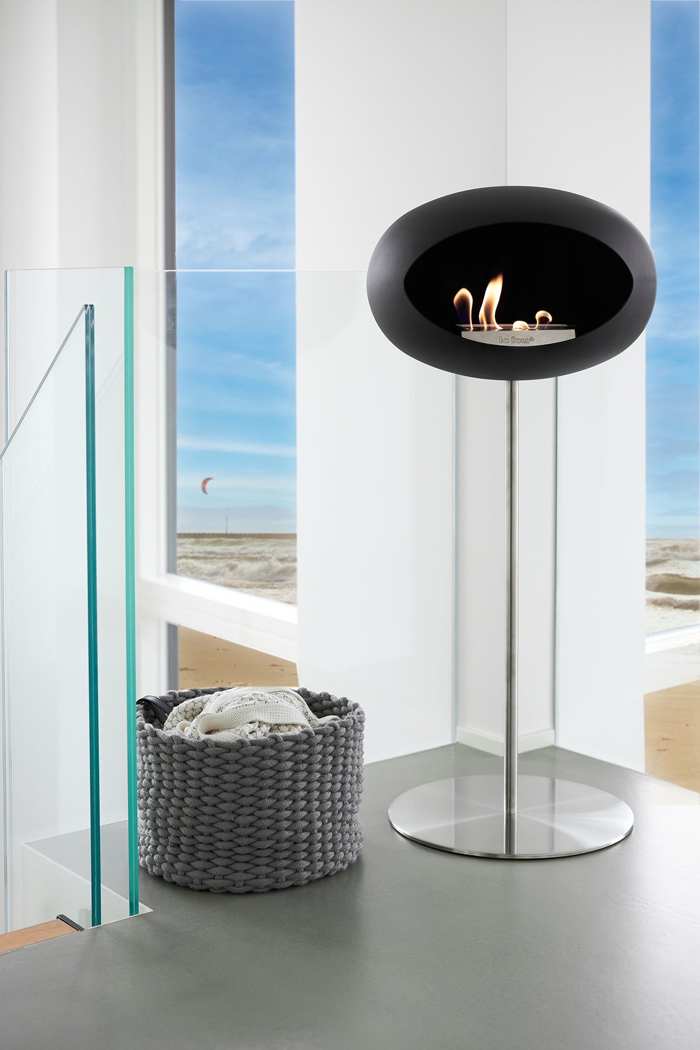 Ground Steel High Black Bio Fireplace