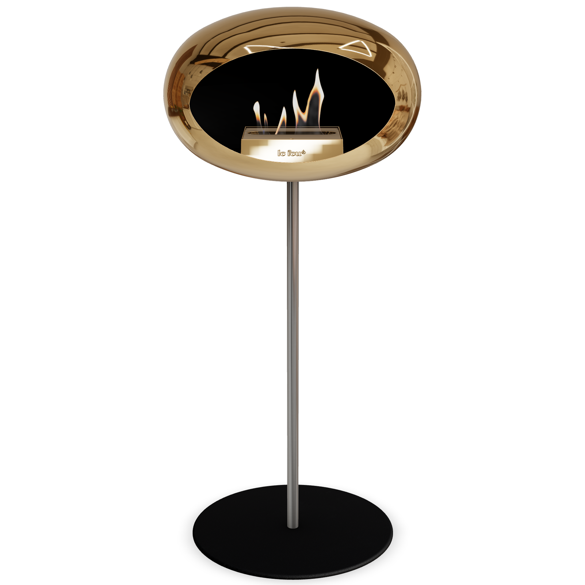Ground Steel High Chromed Rose Gold Bio Fireplace with Rose Glod Burner