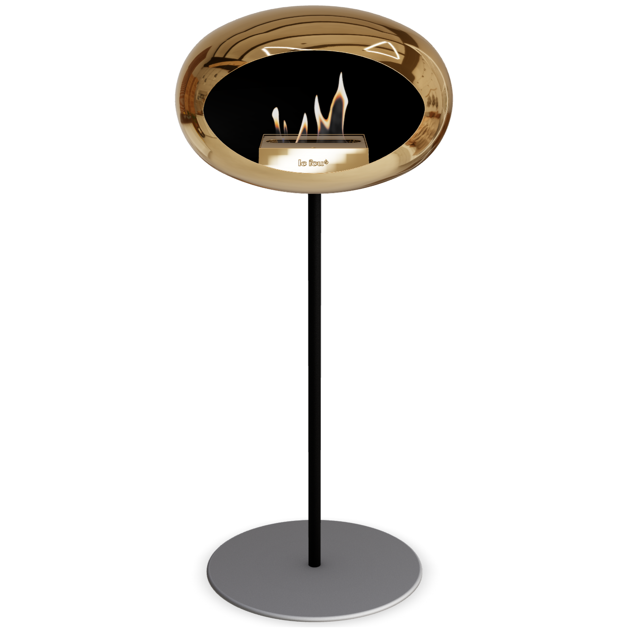 Ground Steel High Chromed Rose Gold Bio Fireplace with Rose Glod Burner