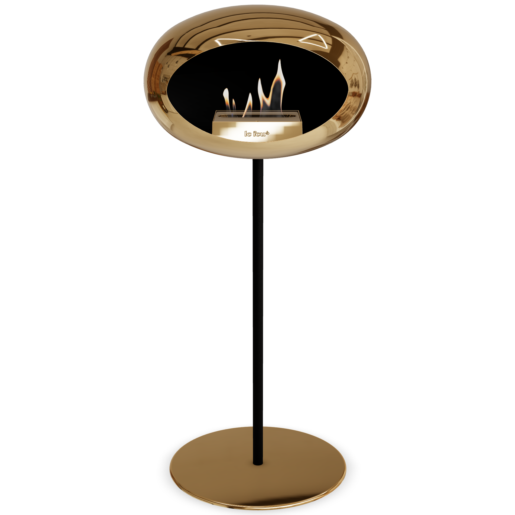 Ground Steel High Chromed Rose Gold Bio Fireplace with Rose Glod Burner