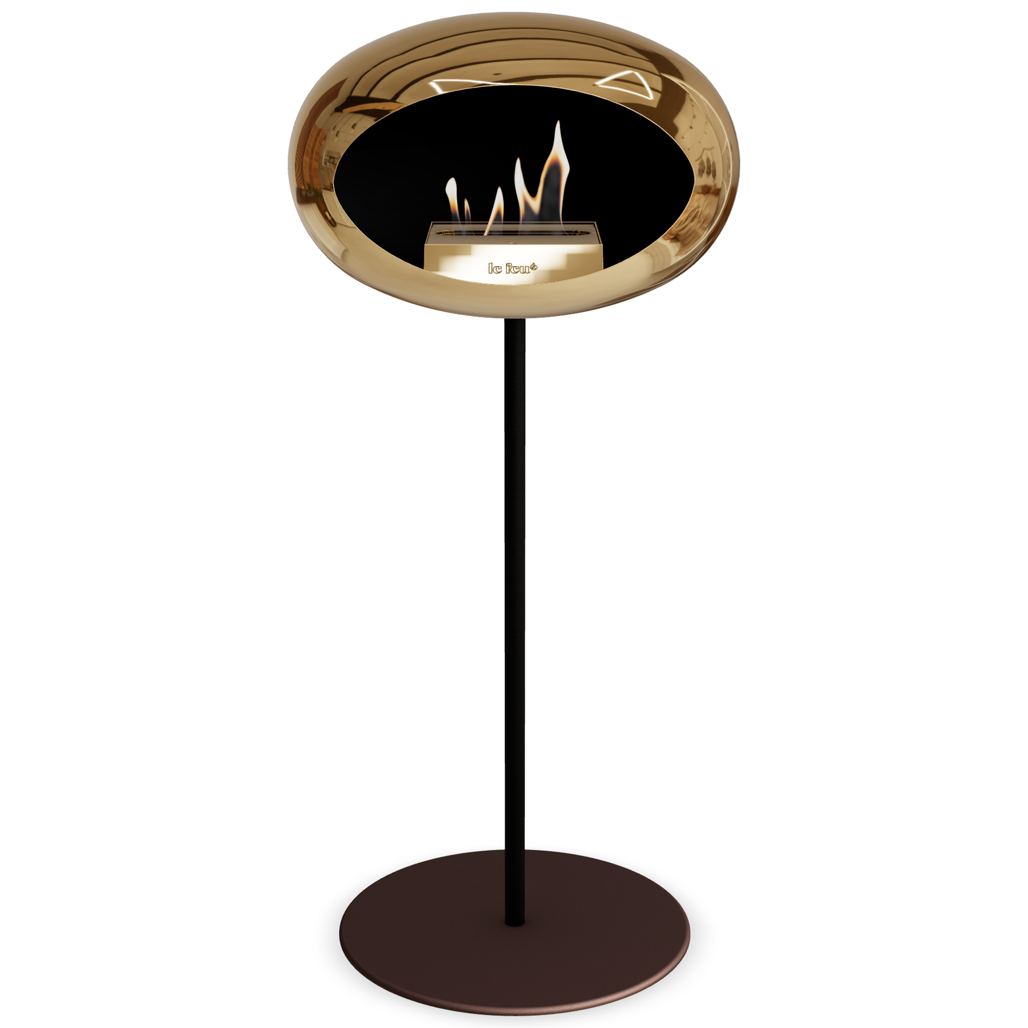 Ground Steel High Chromed Rose Gold Bio Fireplace with Rose Glod Burner
