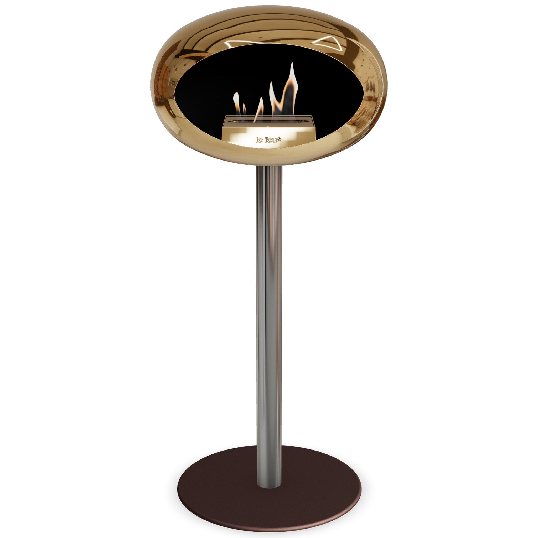 Ground Steel High Chromed Rose Gold Bio Fireplace with Rose Glod Burner