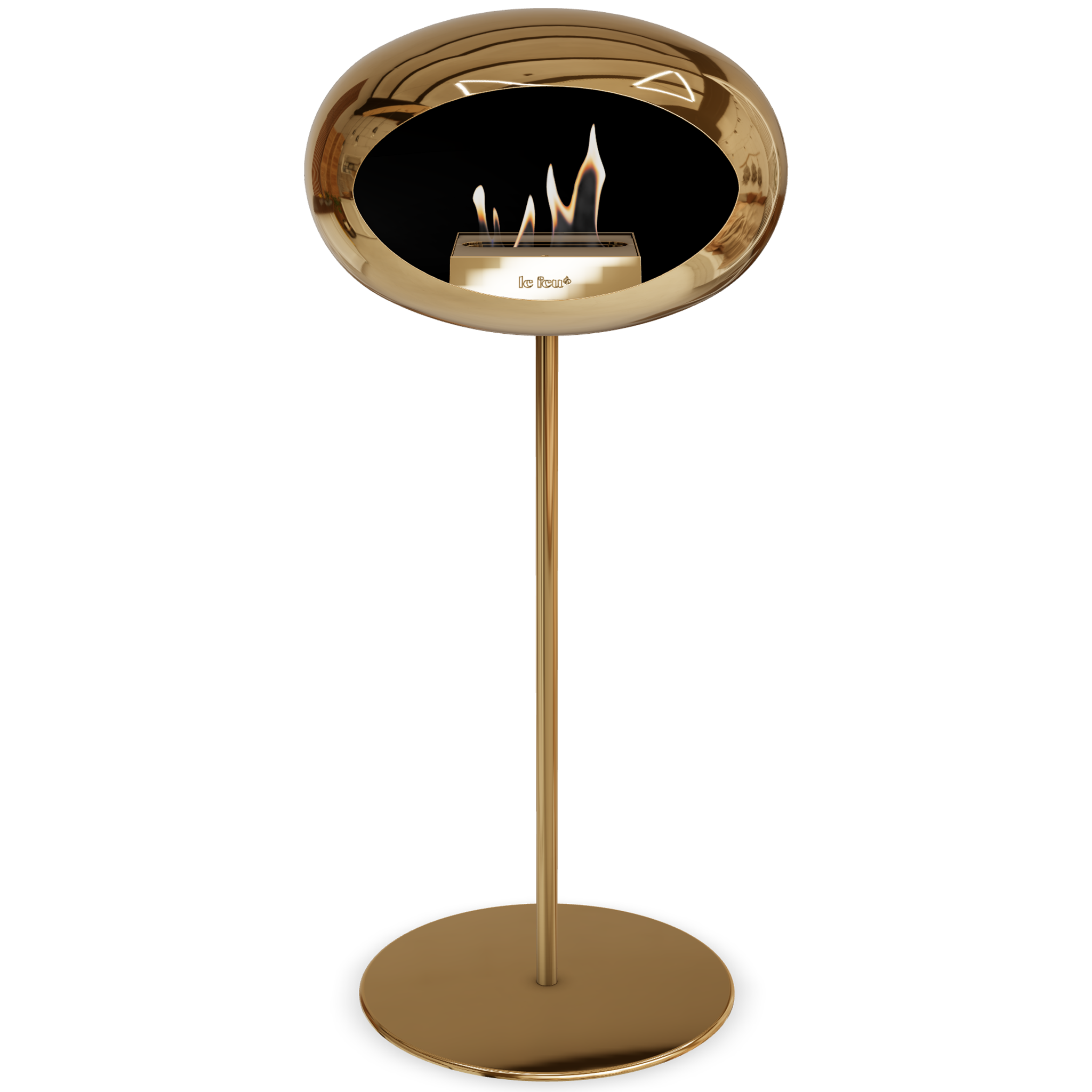 Ground Steel High Chromed Rose Gold Bio Fireplace with Rose Glod Burner