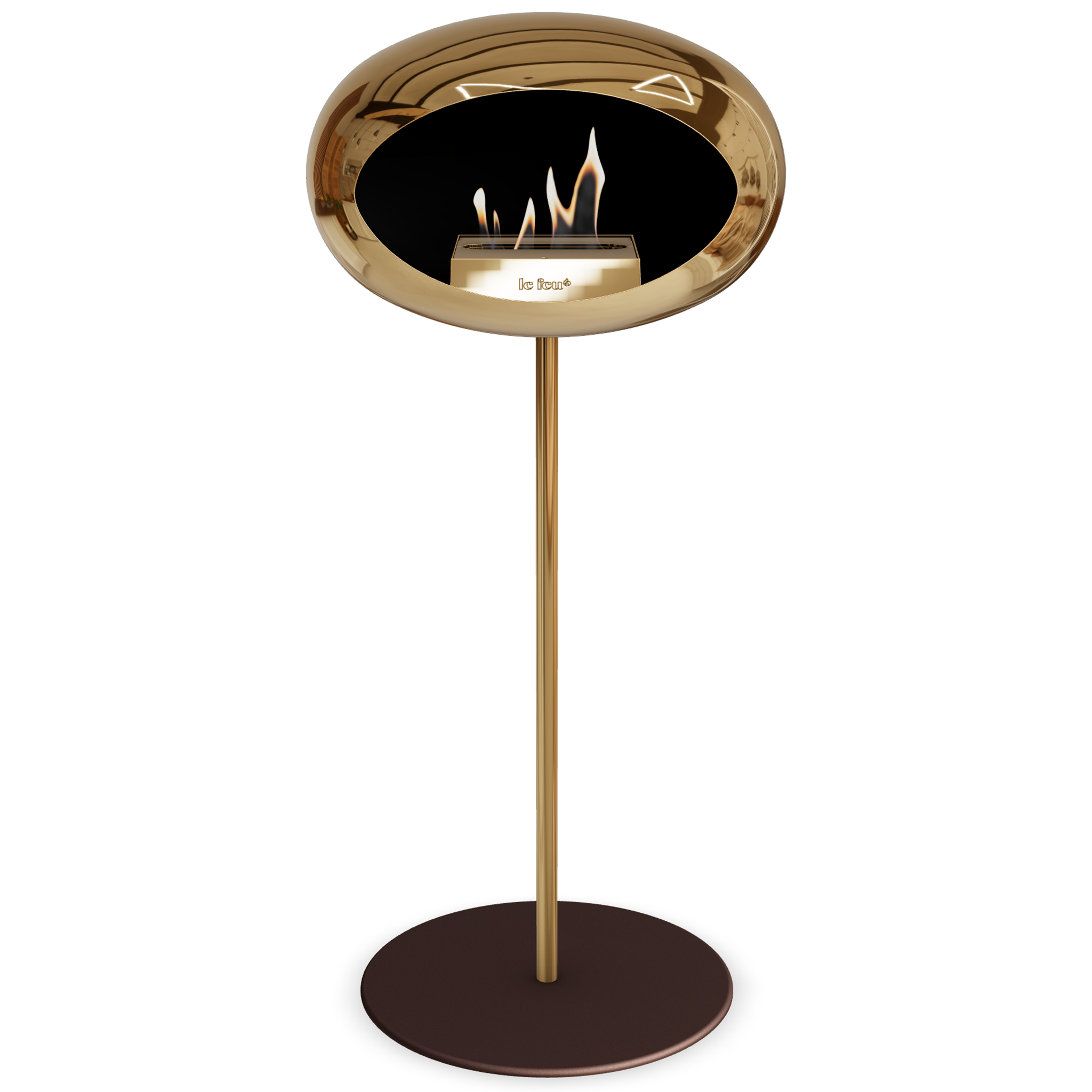 Ground Steel High Chromed Rose Gold Bio Fireplace with Rose Glod Burner