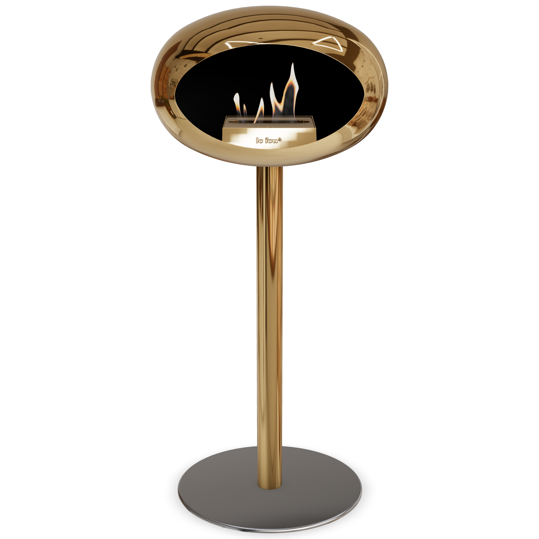 Ground Steel High Chromed Rose Gold Bio Fireplace with Rose Glod Burner