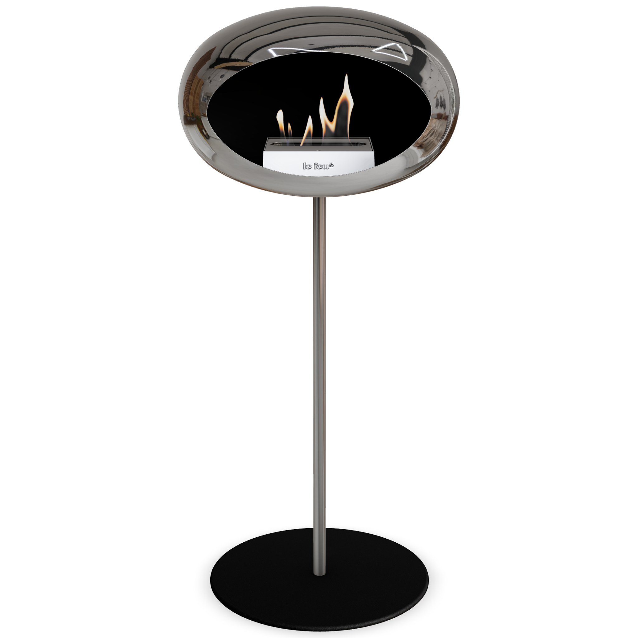 Ground Steel High Chromed Silver Bio Fireplace with Steel Burner