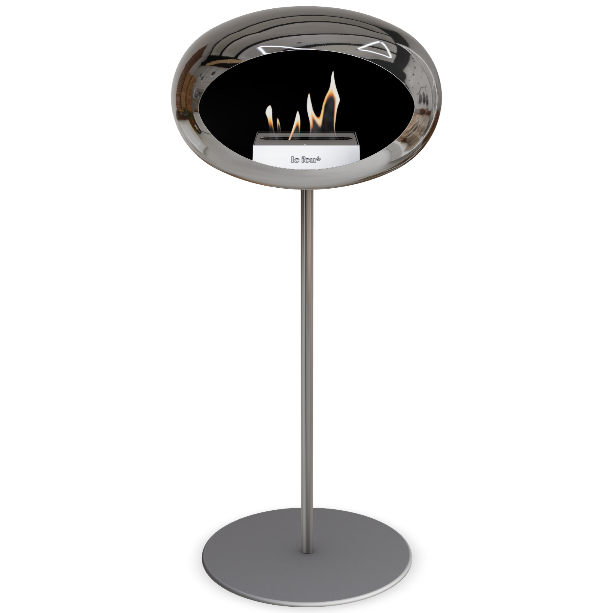 Ground Steel High Chromed Silver Bio Fireplace with Steel Burner