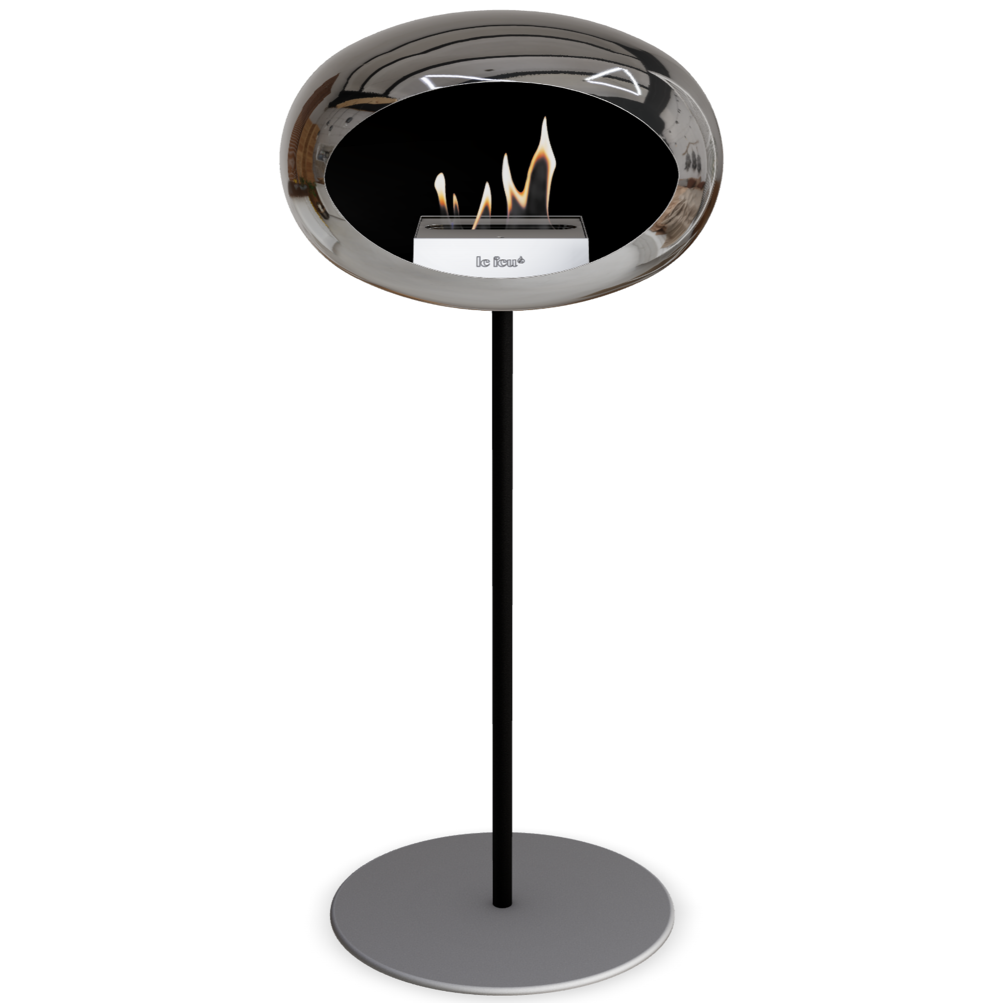 Ground Steel High Chromed Silver Bio Fireplace with Steel Burner