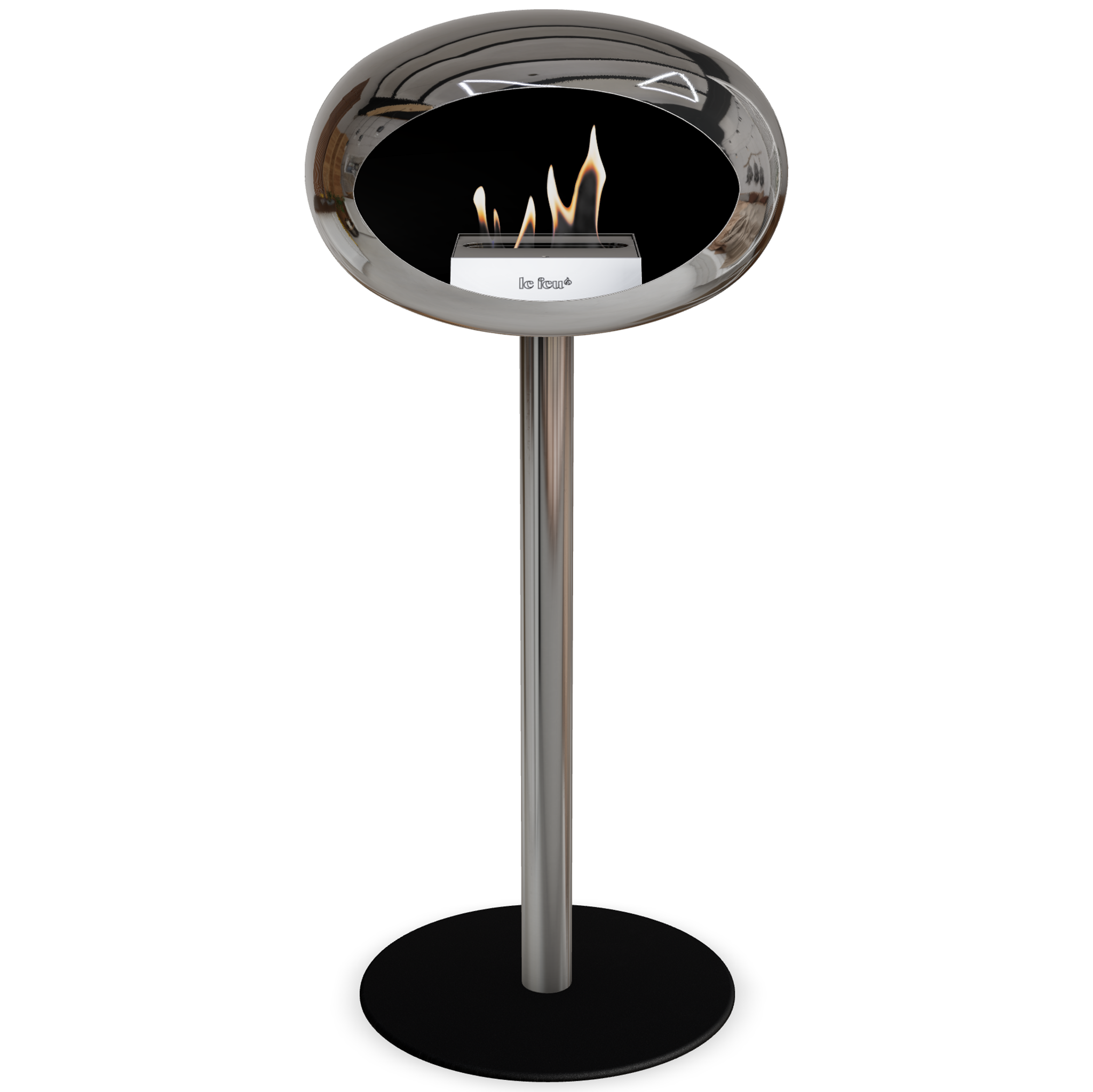 Ground Steel High Chromed Silver Bio Fireplace with Steel Burner