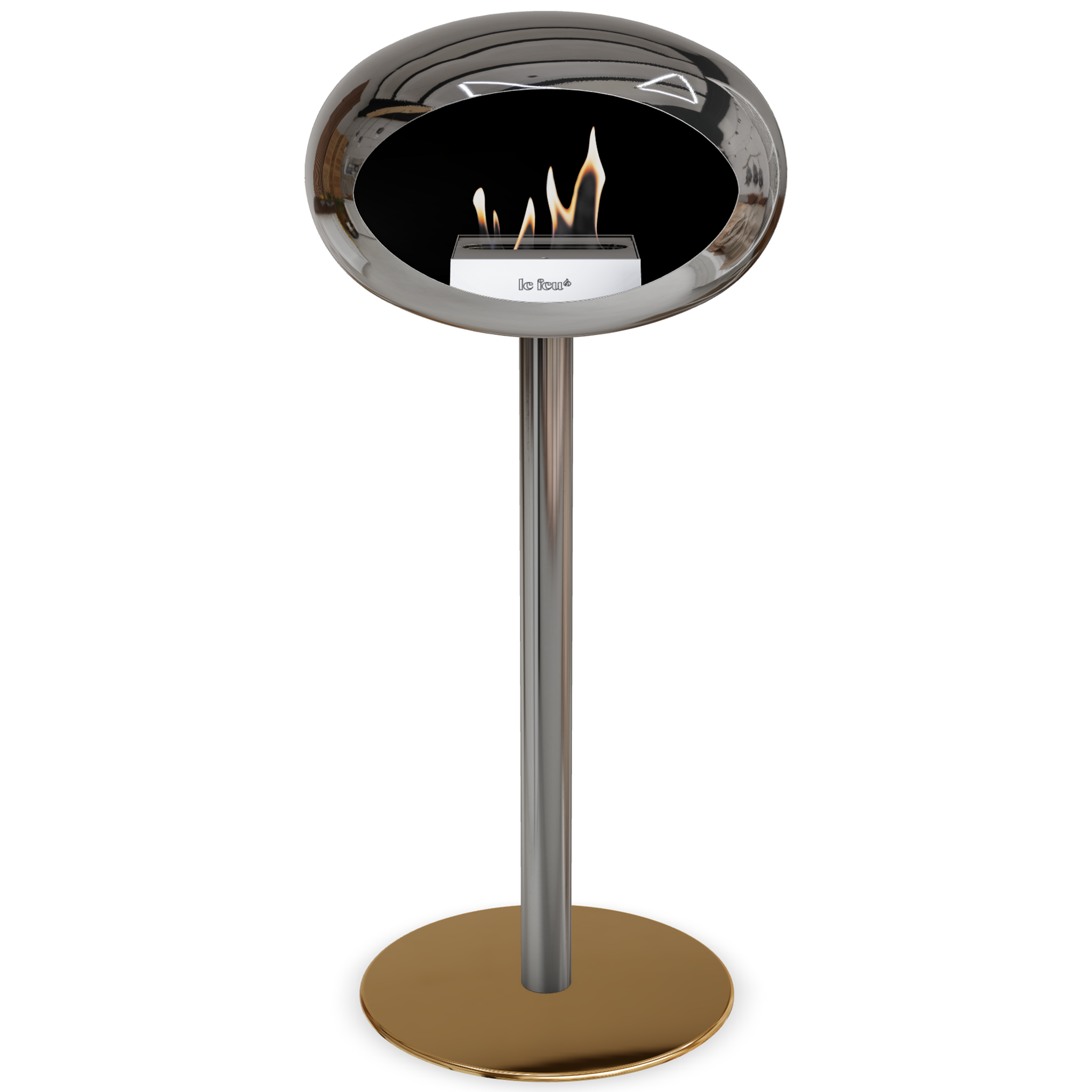 Ground Steel High Chromed Silver Bio Fireplace with Steel Burner