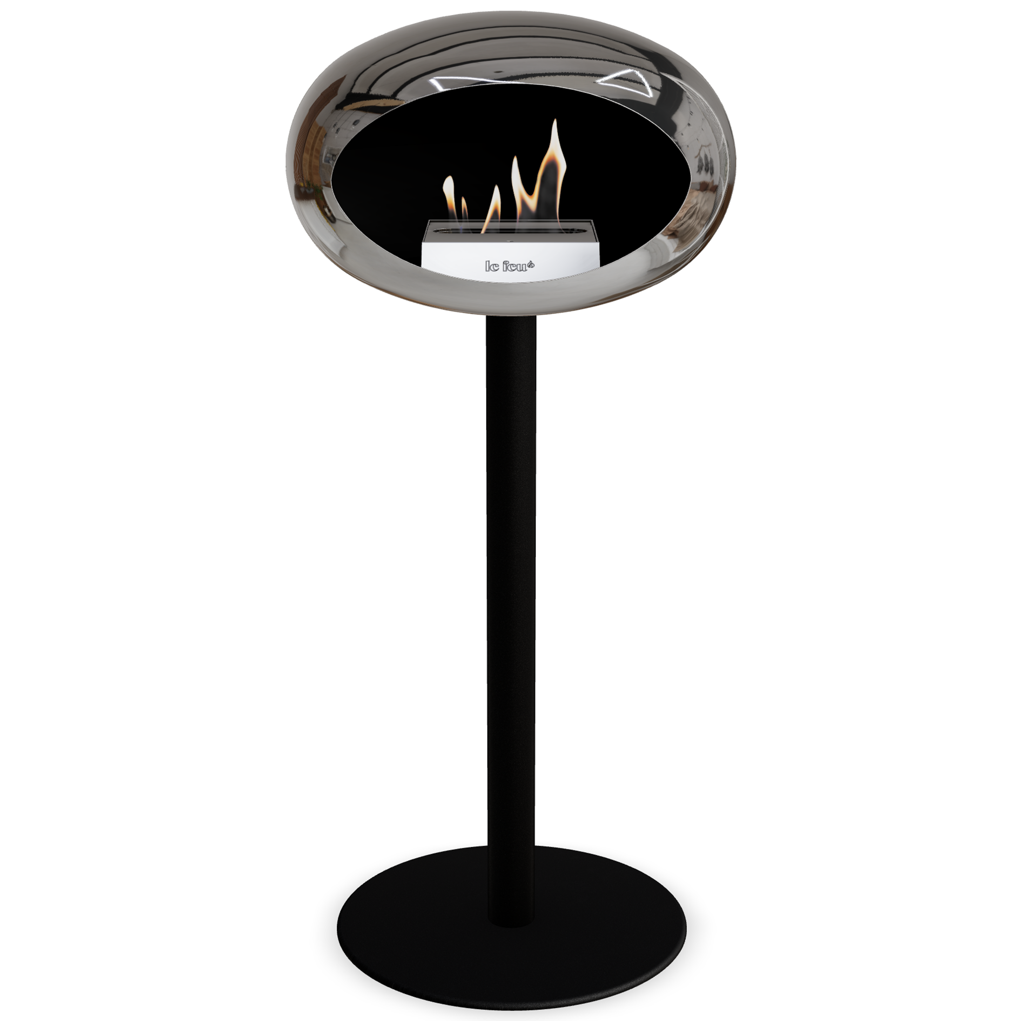 Ground Steel High Chromed Silver Bio Fireplace with Steel Burner