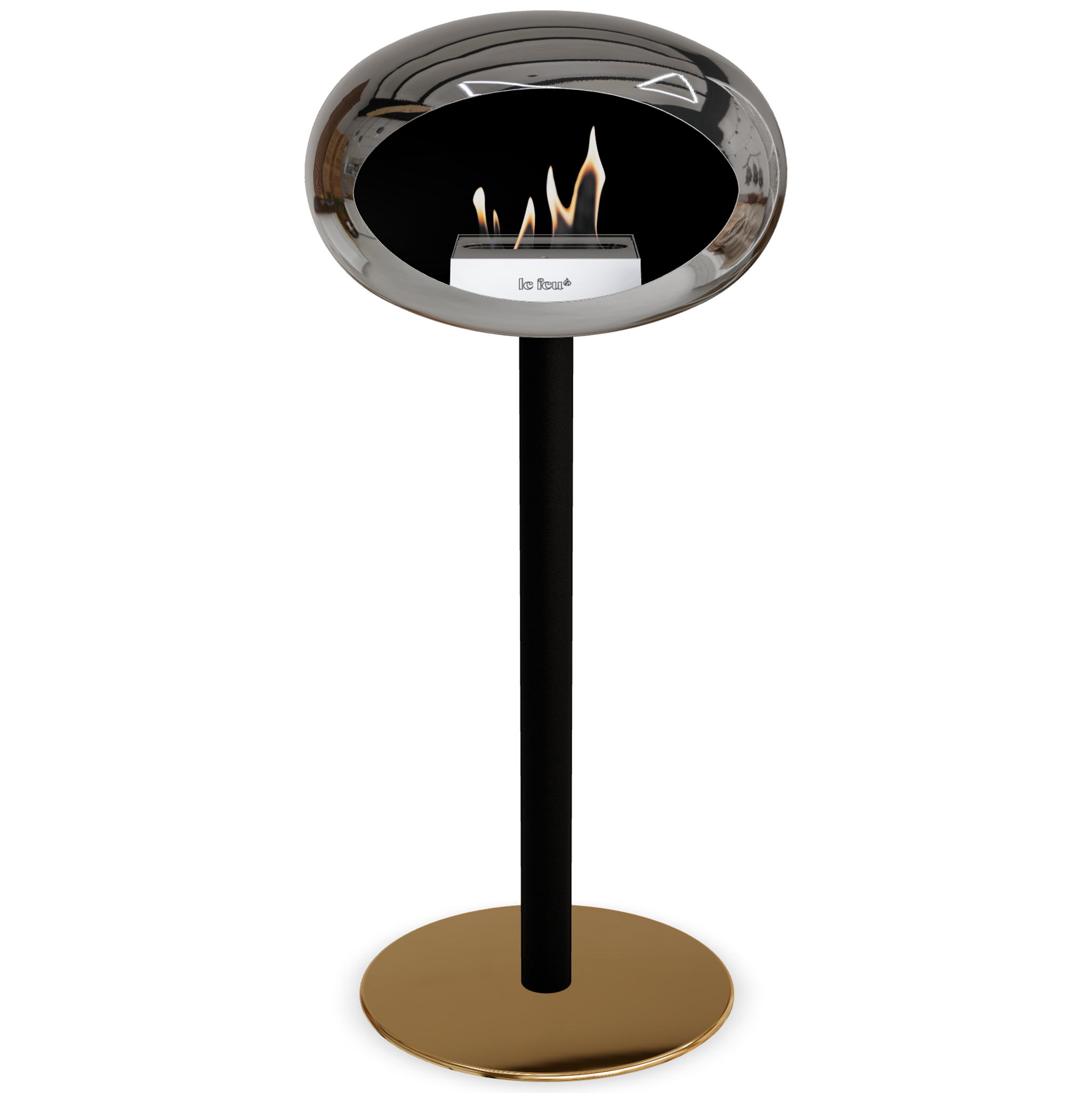 Ground Steel High Chromed Silver Bio Fireplace with Steel Burner