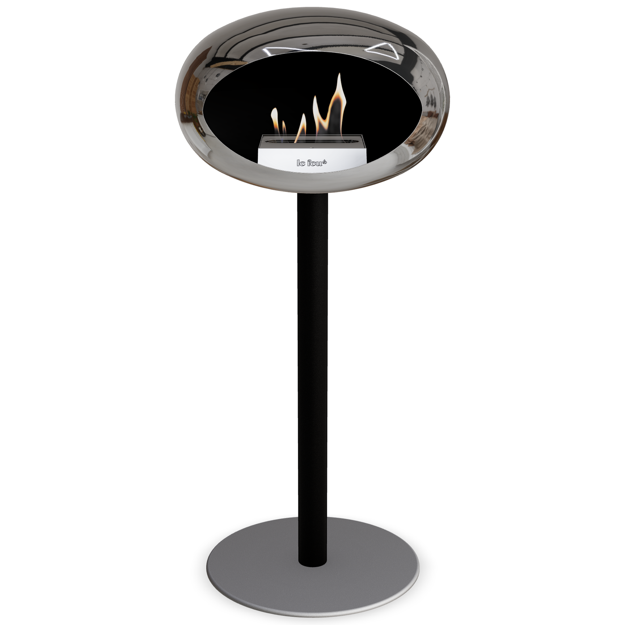 Ground Steel High Chromed Silver Bio Fireplace with Steel Burner