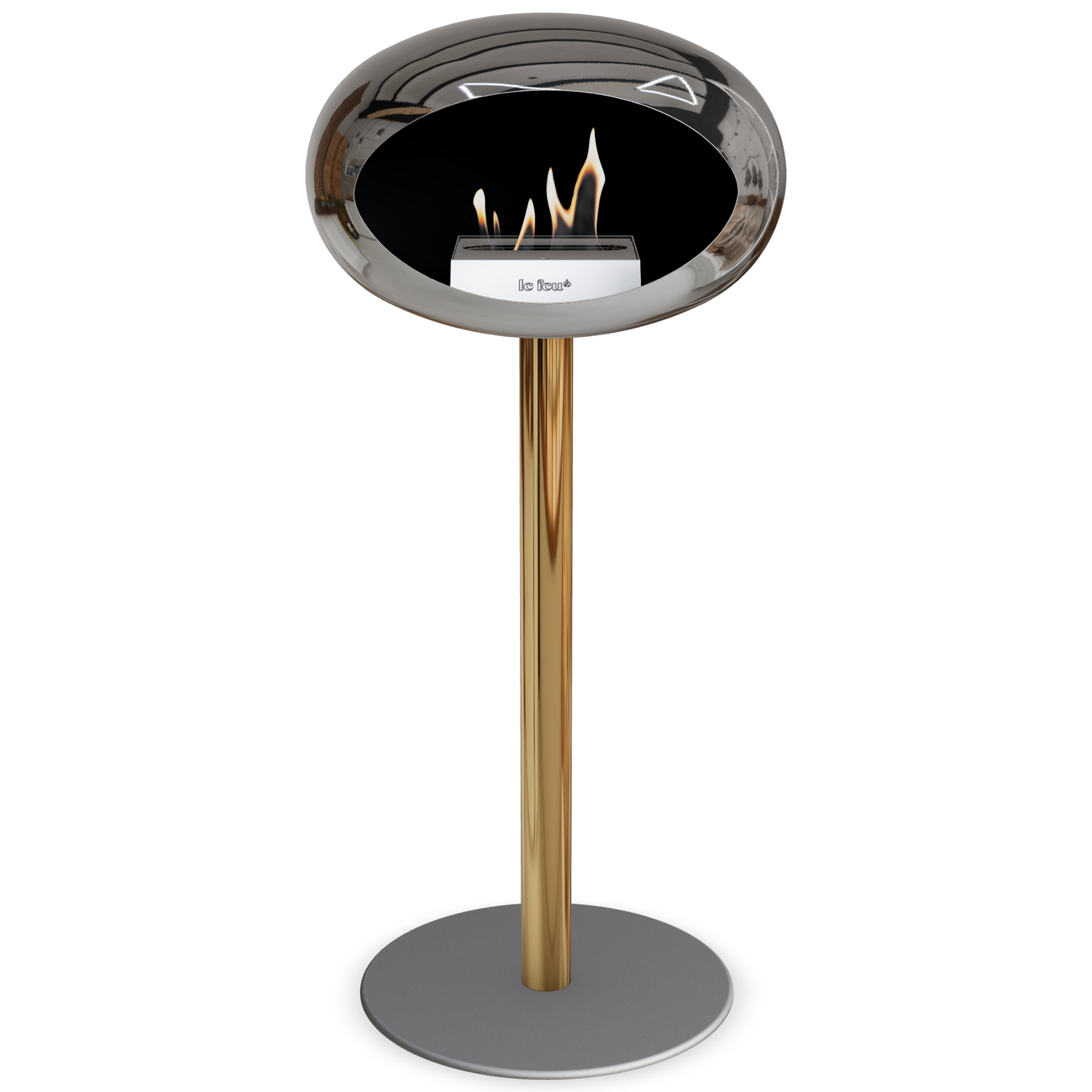 Ground Steel High Chromed Silver Bio Fireplace with Steel Burner