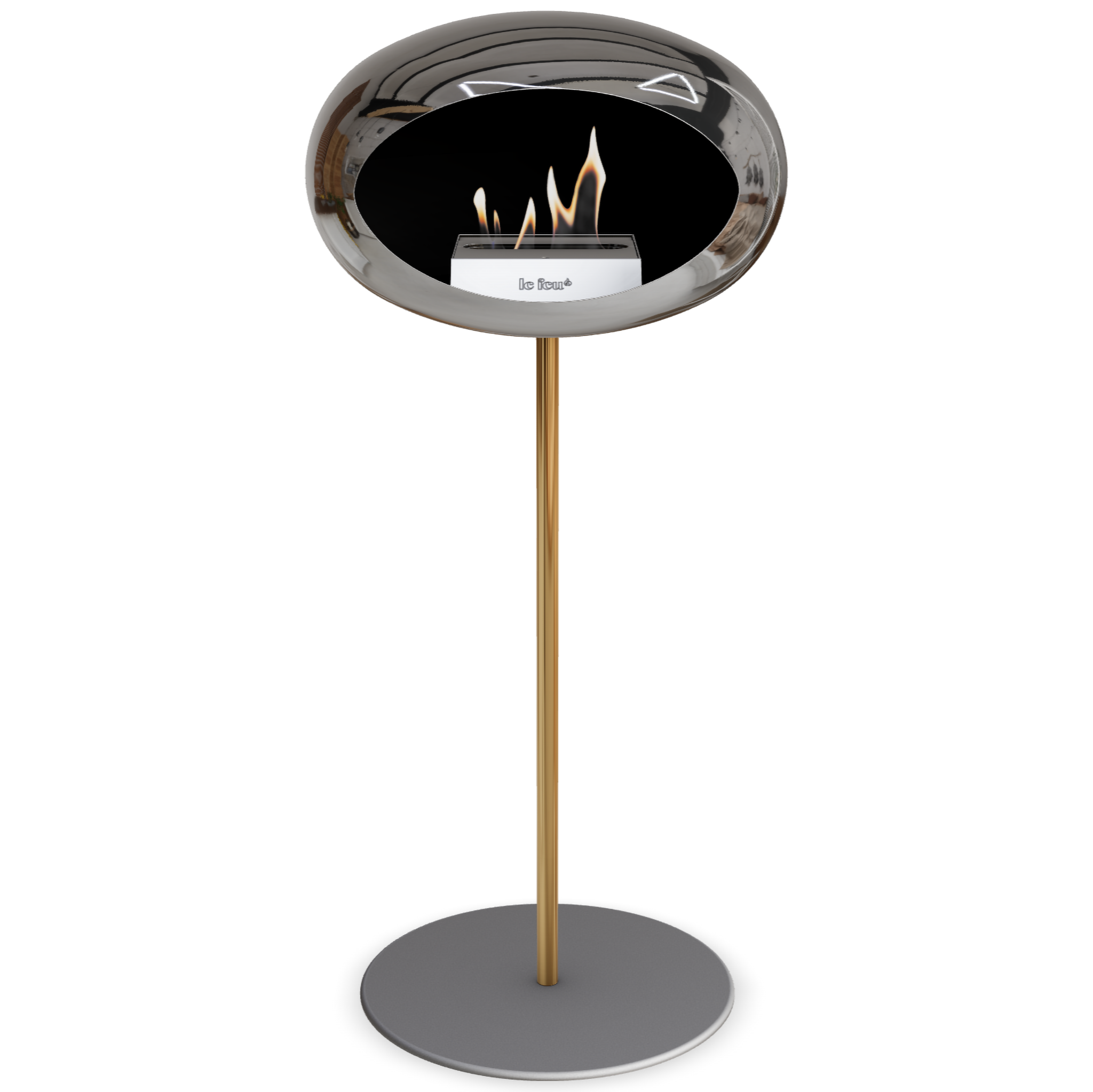 Ground Steel High Chromed Silver Bio Fireplace with Steel Burner