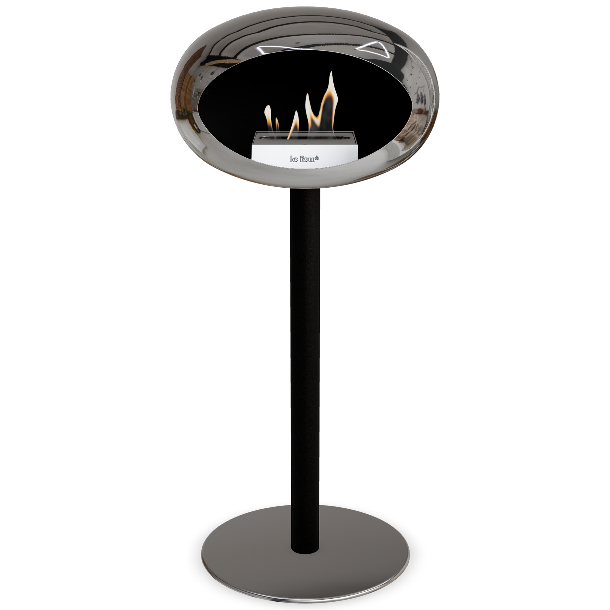 Ground Steel High Chromed Silver Bio Fireplace with Steel Burner
