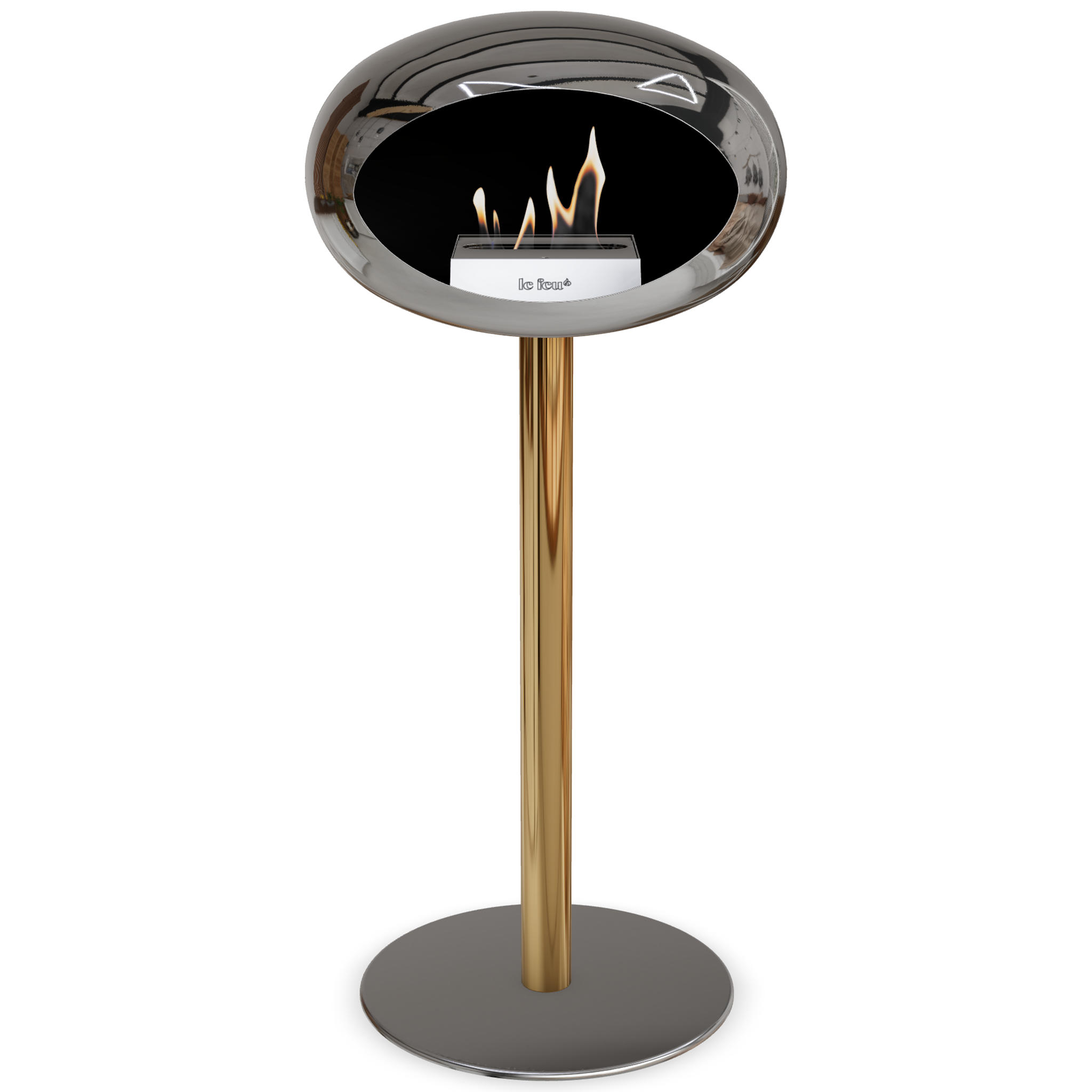Ground Steel High Chromed Silver Bio Fireplace with Steel Burner