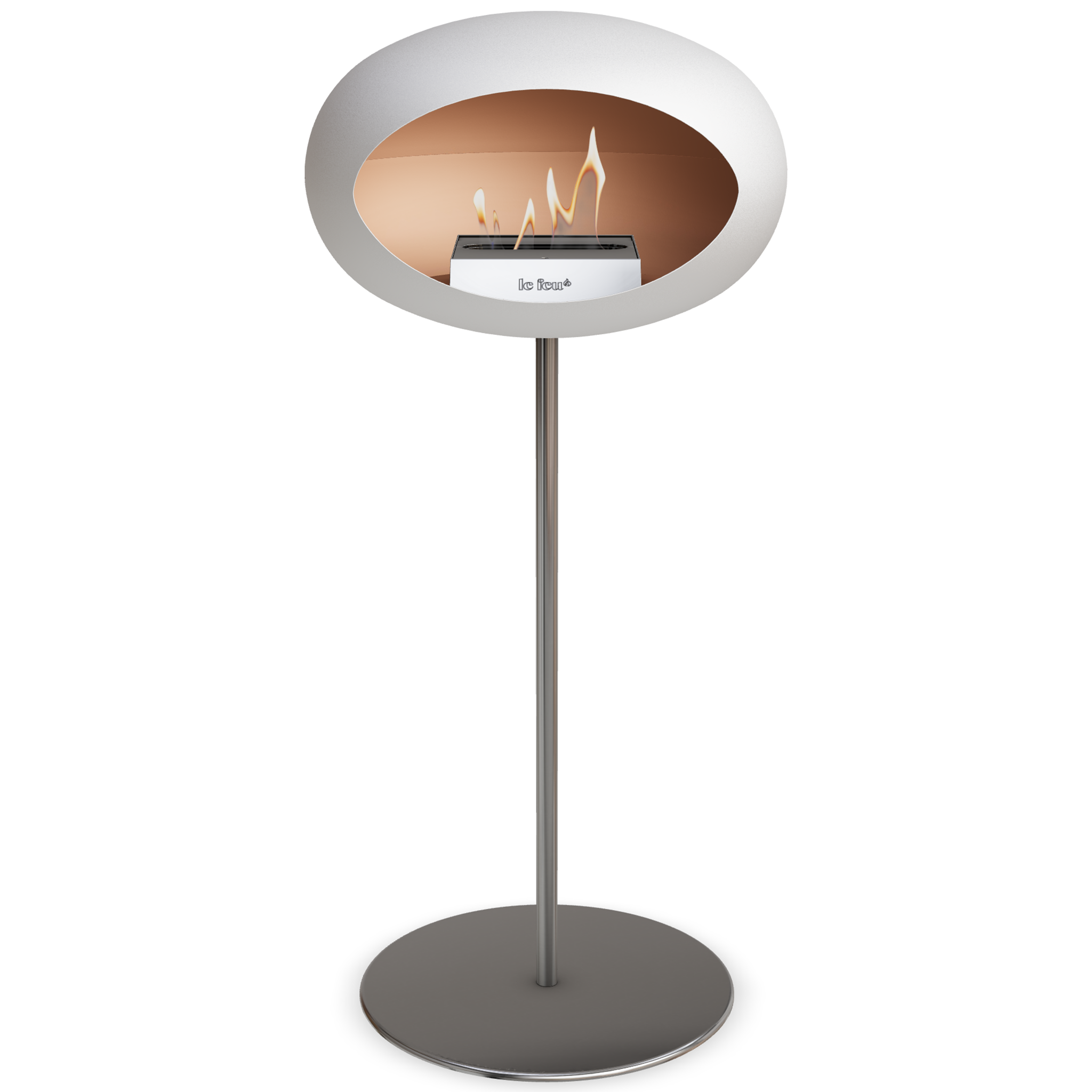 Ground Steel High White Bio Fireplace