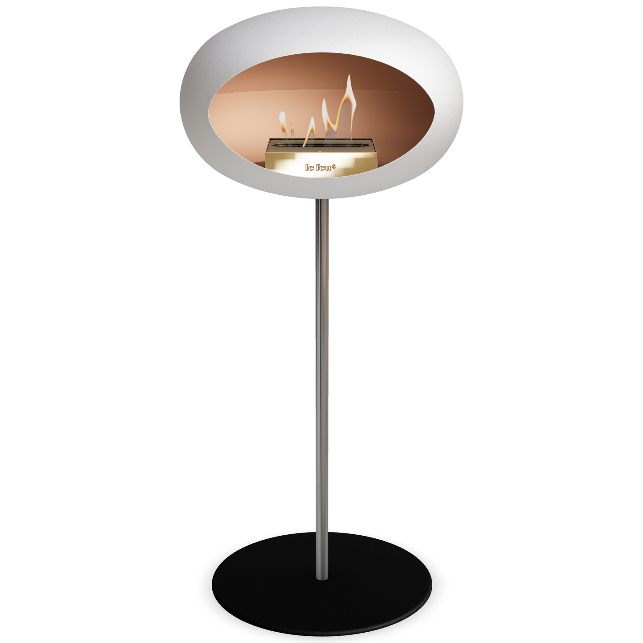 Ground Steel High White Bio Fireplace
